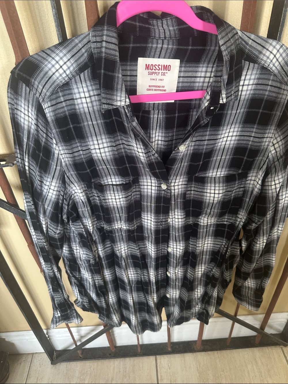 Mossimo Supply Co. Black & White Plaid Shirt